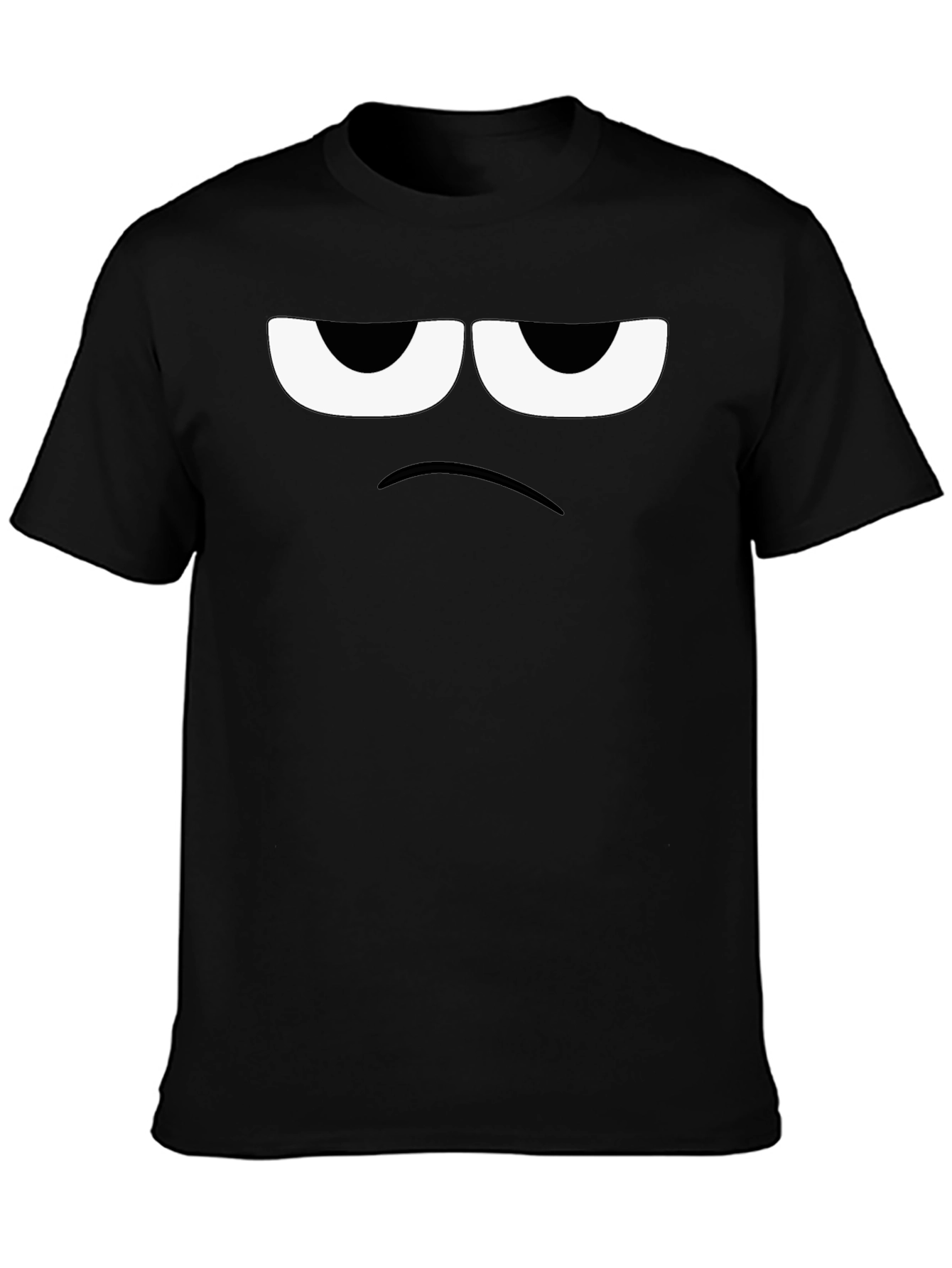 Grumpy Face Graphic Tee - Black Cotton T-Shirt