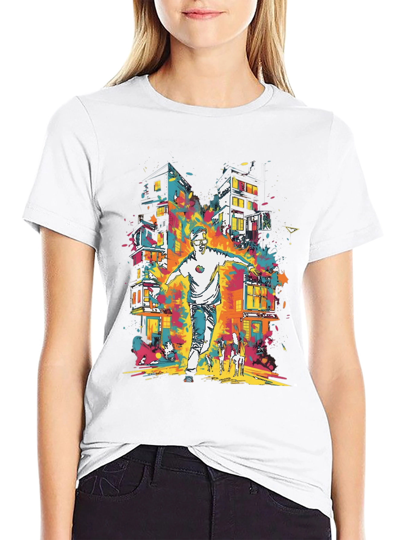 Urban Art Mens Graphic Tee - Cityscape Design