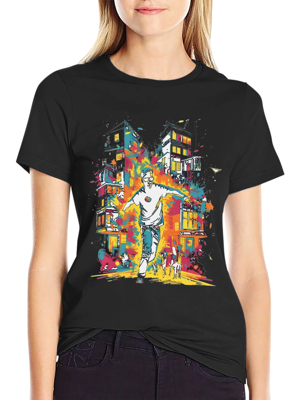 Urban Art Mens Graphic Tee - Cityscape Design