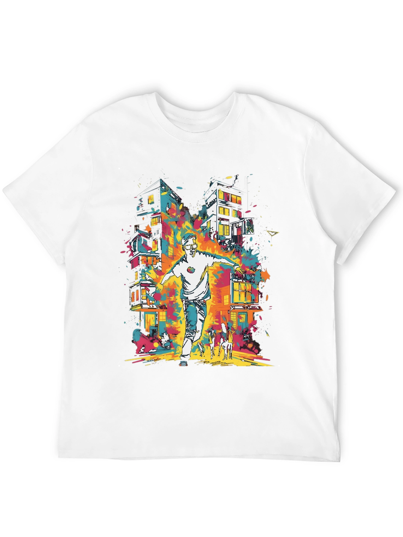 Urban Art Mens Graphic Tee - Cityscape Design