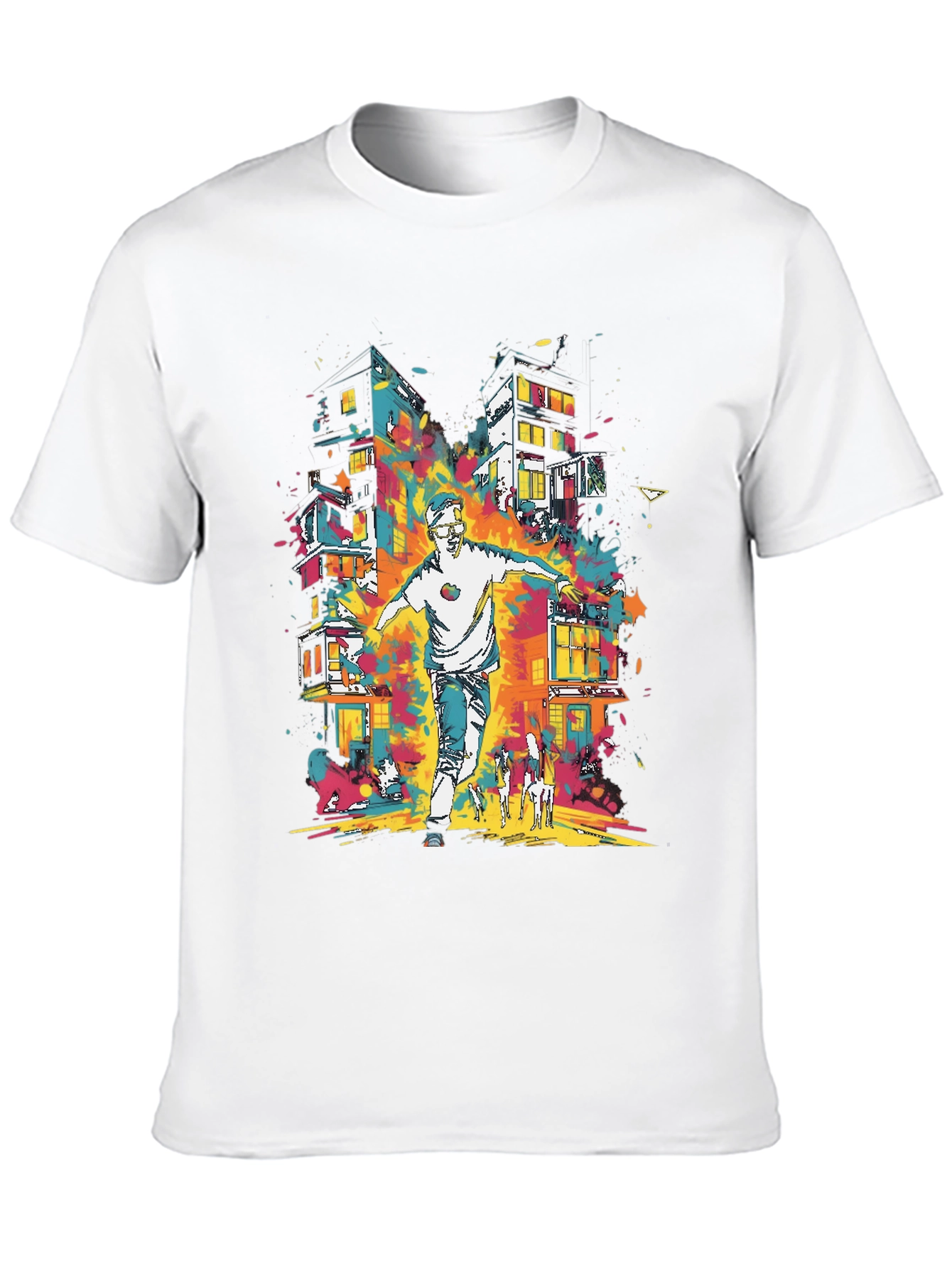 Urban Art Mens Graphic Tee - Cityscape Design