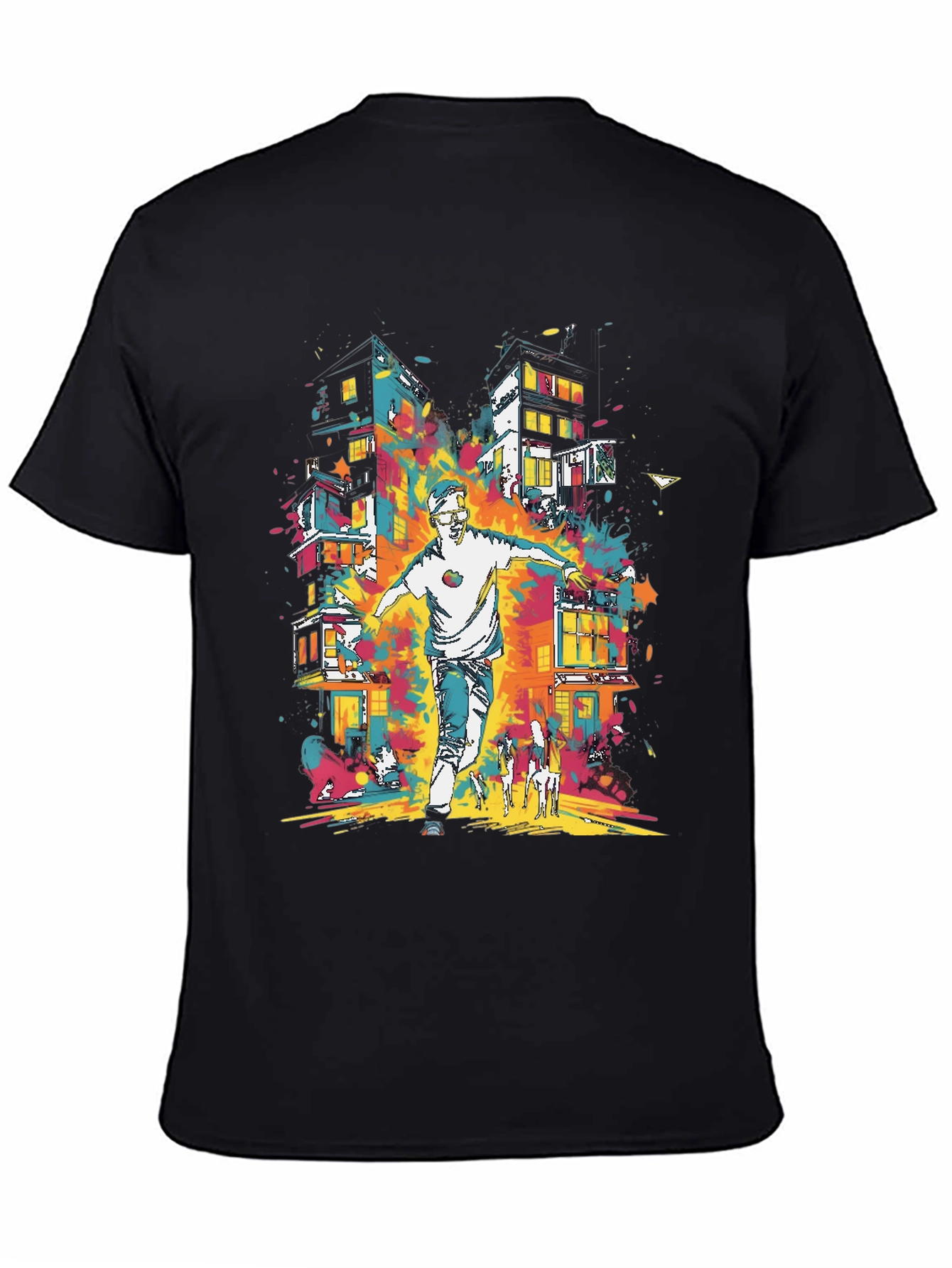 Urban Art Mens Graphic Tee - Cityscape Design