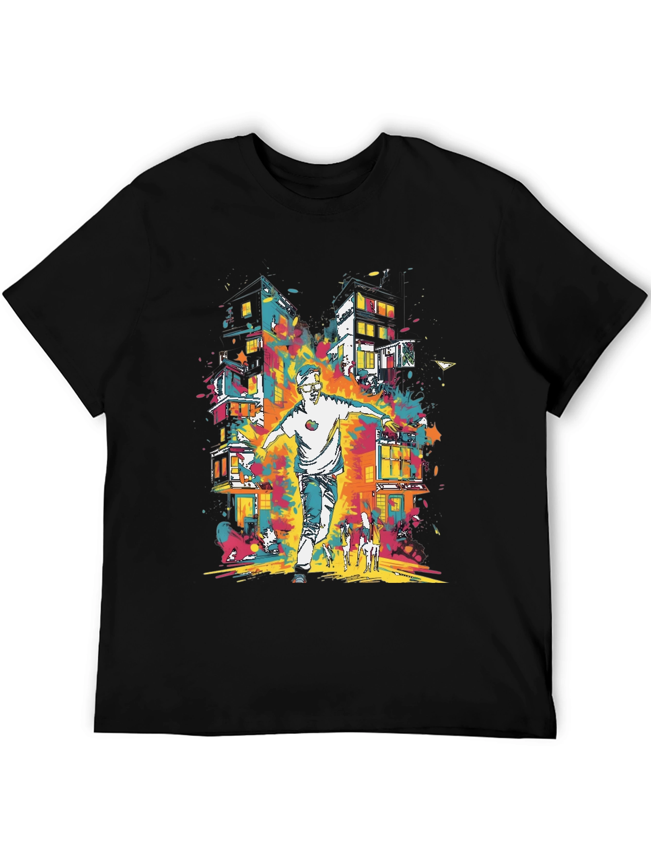 Urban Art Mens Graphic Tee - Cityscape Design
