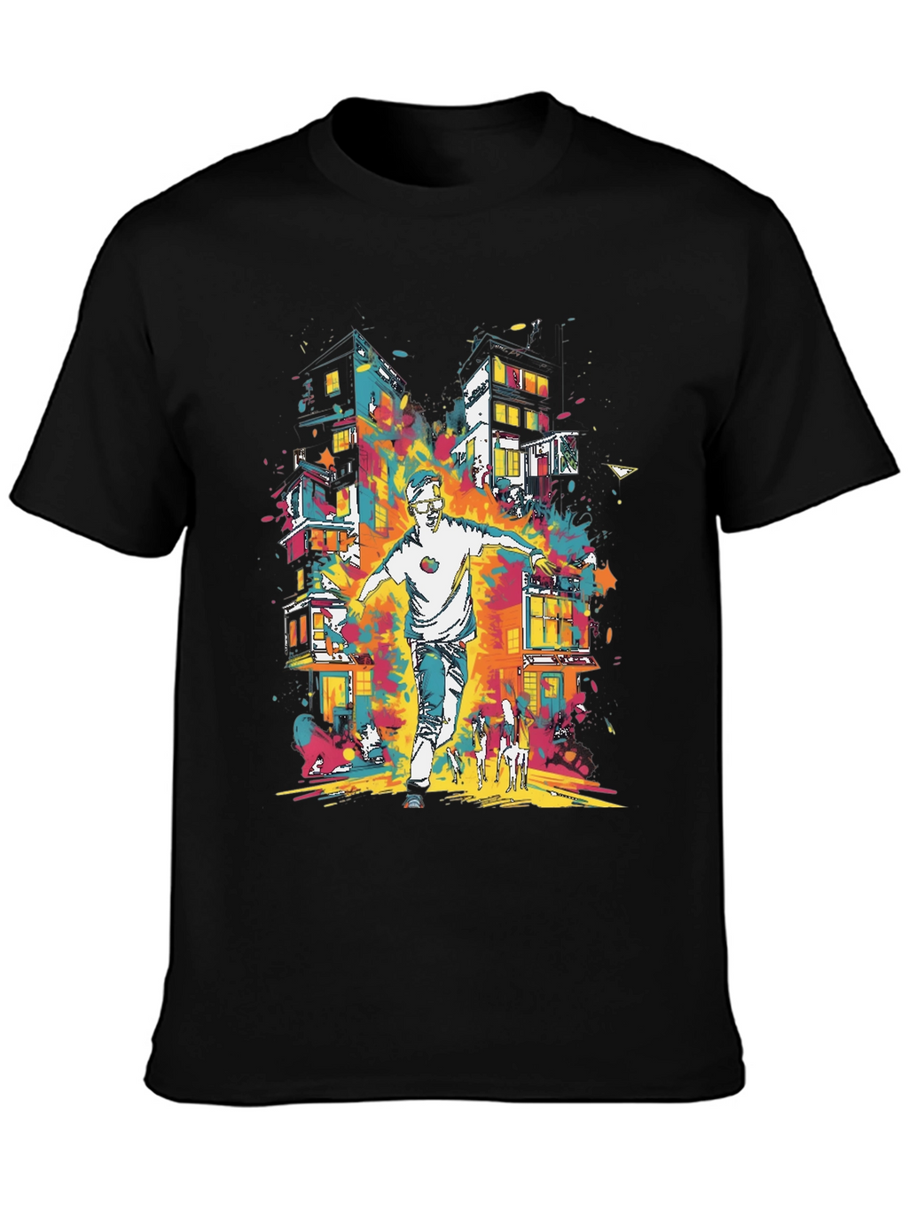 Urban Art Mens Graphic Tee - Cityscape Design