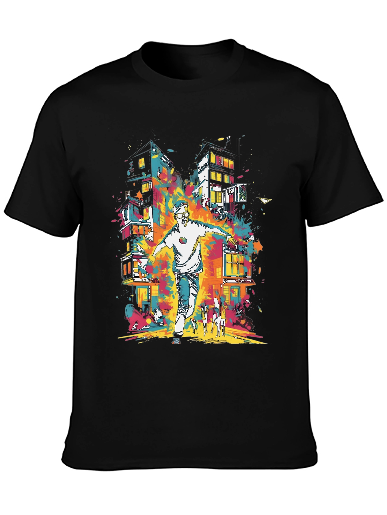 Urban Art Mens Graphic Tee - Cityscape Design