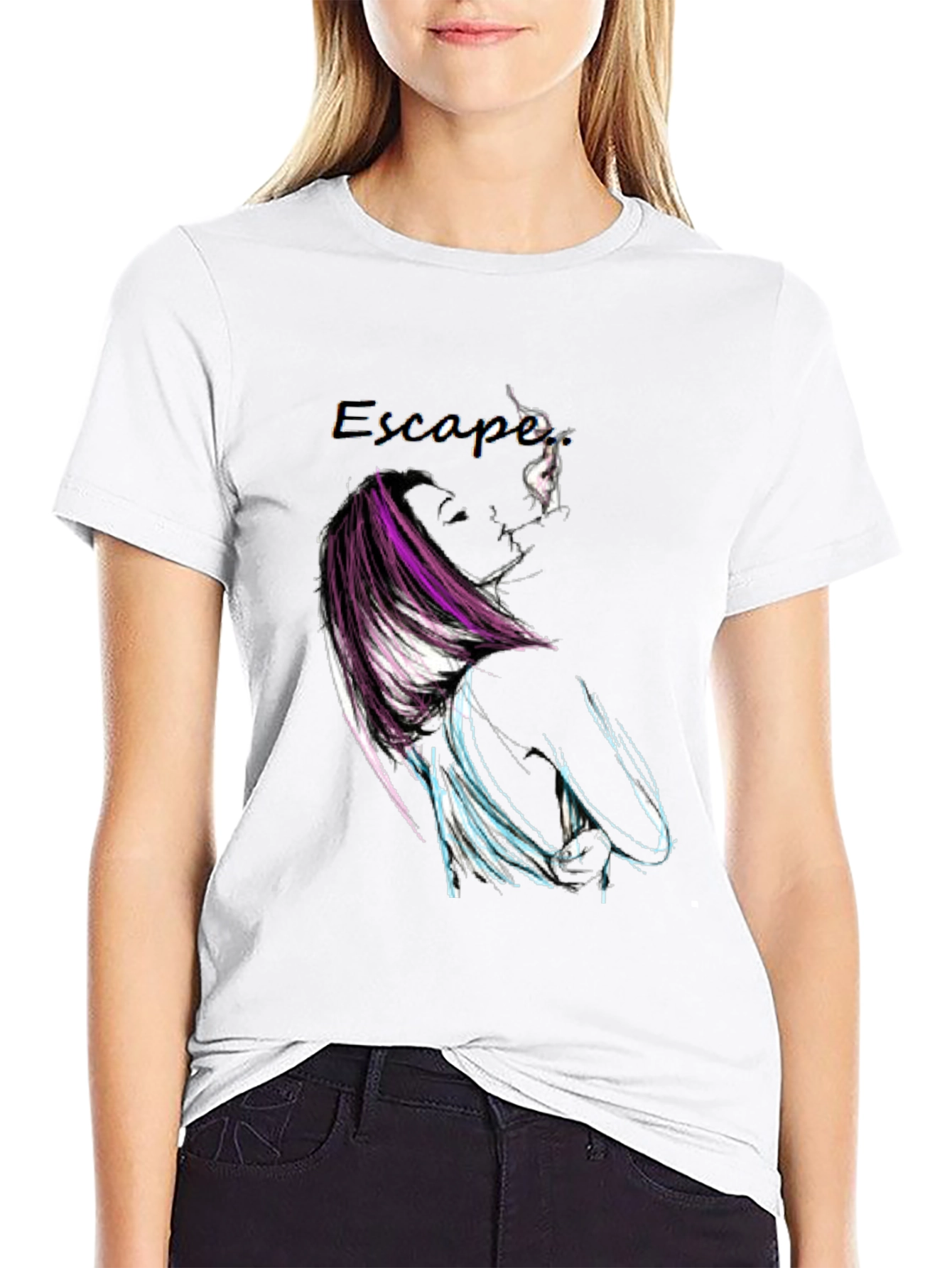 Escape Graphic Print Black T-Shirt