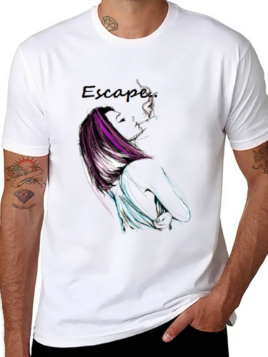 Escape Graphic Print Black T-Shirt
