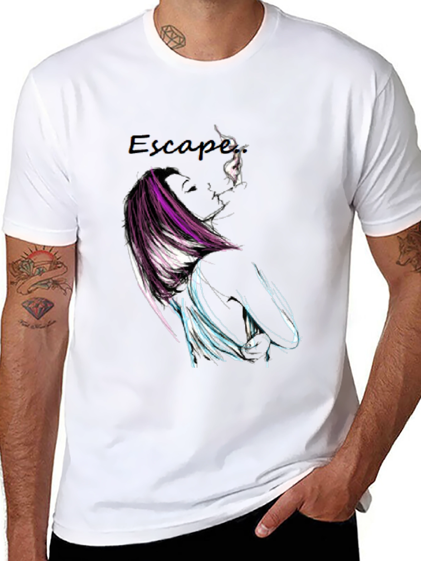 Escape Graphic Print Black T-Shirt