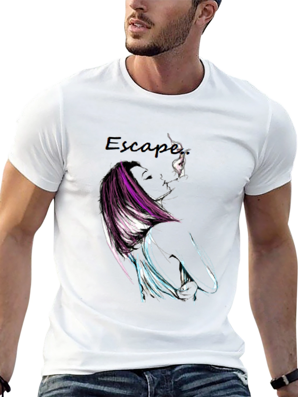 Escape Graphic Print Black T-Shirt