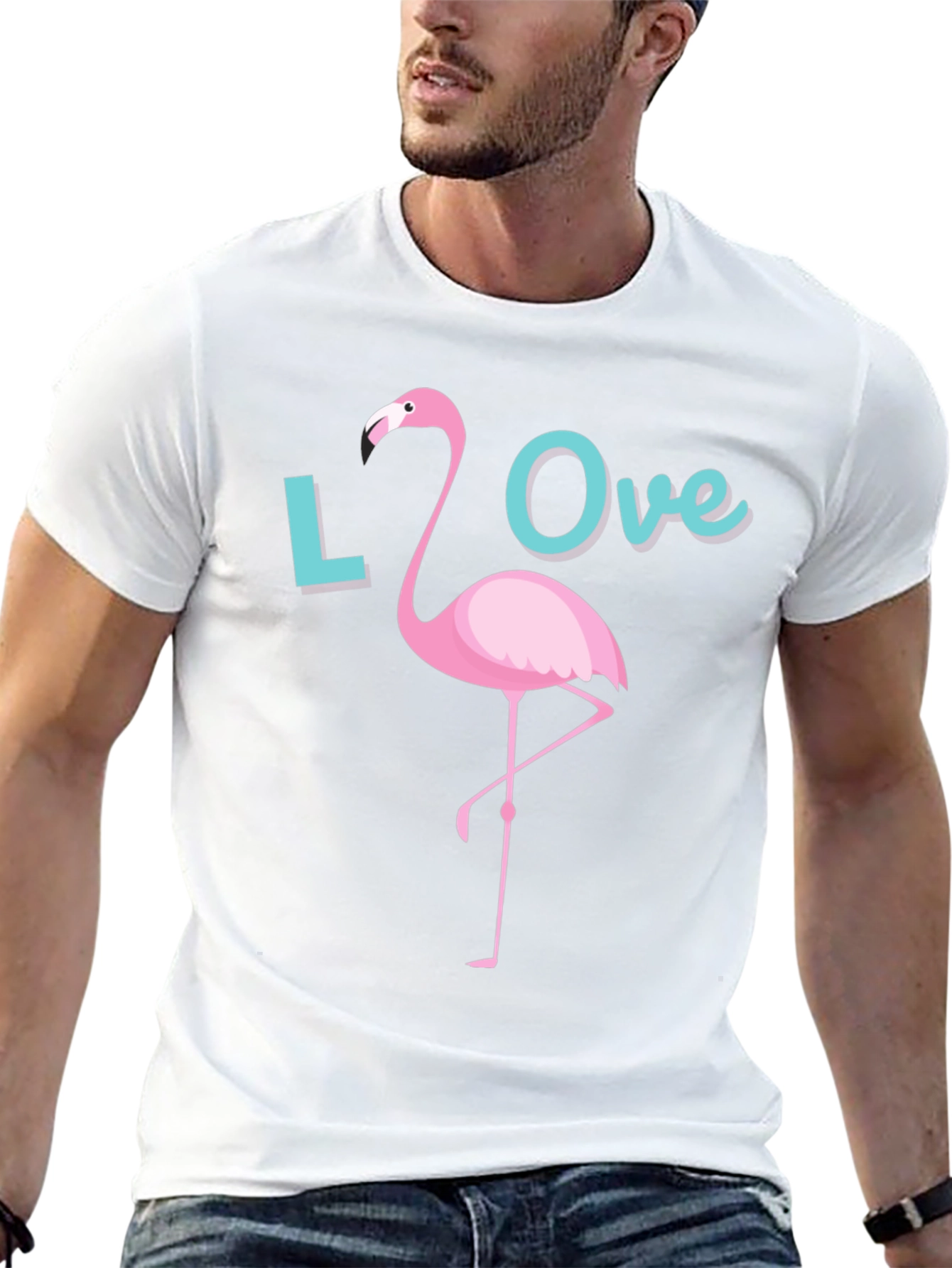 Love Flamingo Graphic T-Shirt - Casual Tee