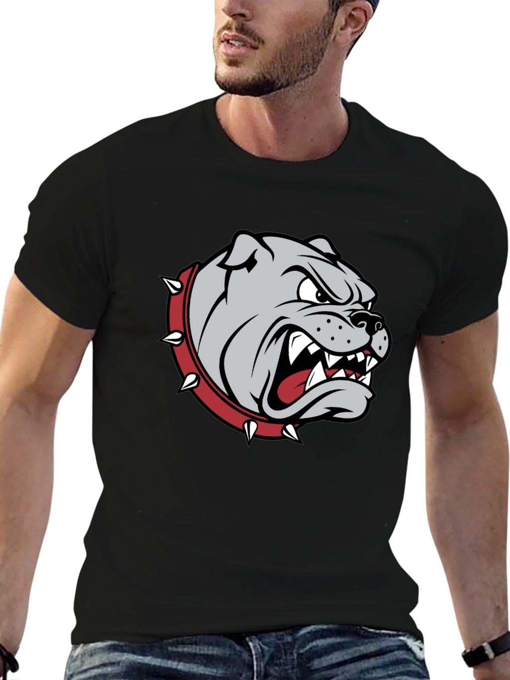 Mens Bulldog Graphic T-Shirt - Black