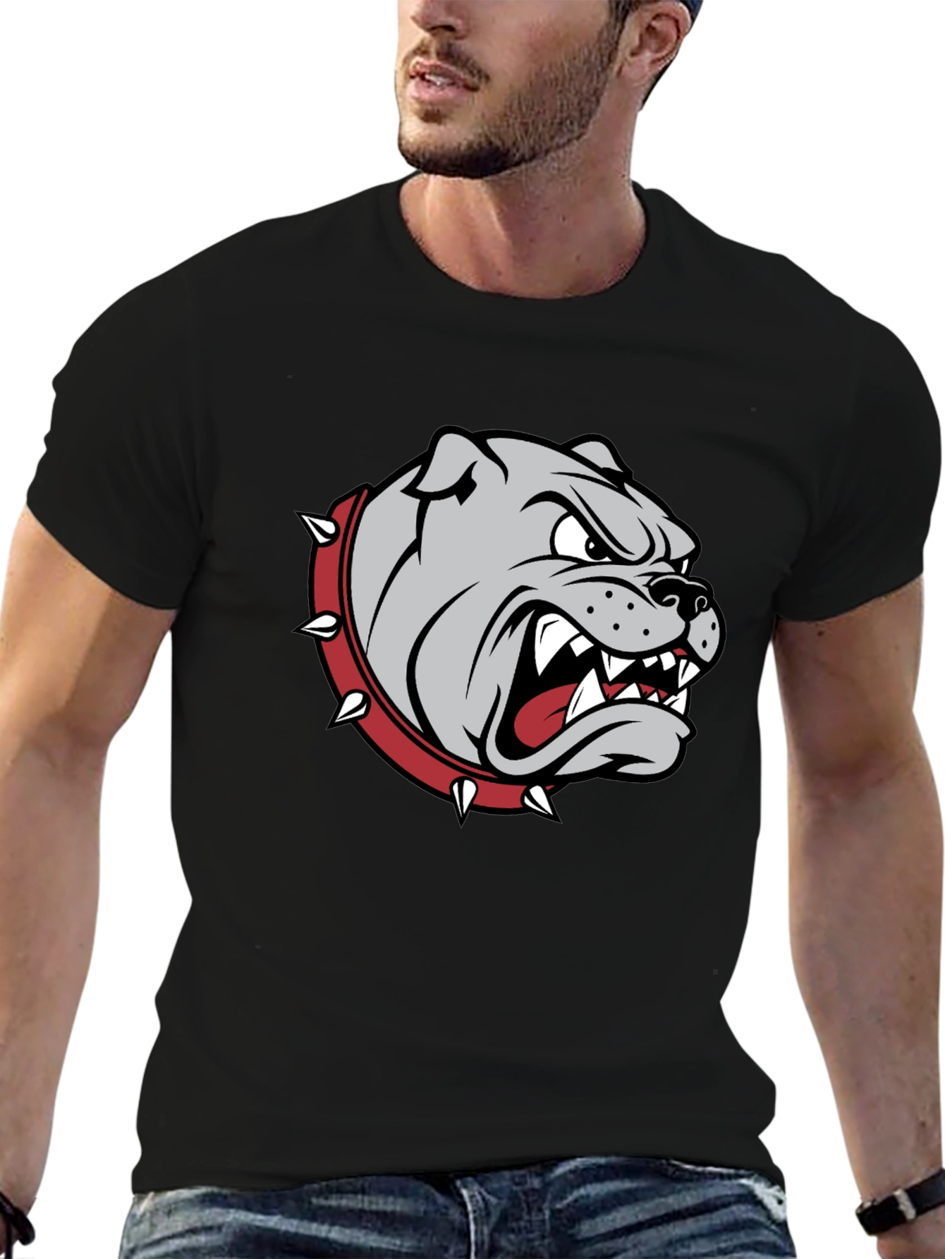 Mens Bulldog Graphic T-Shirt - Black