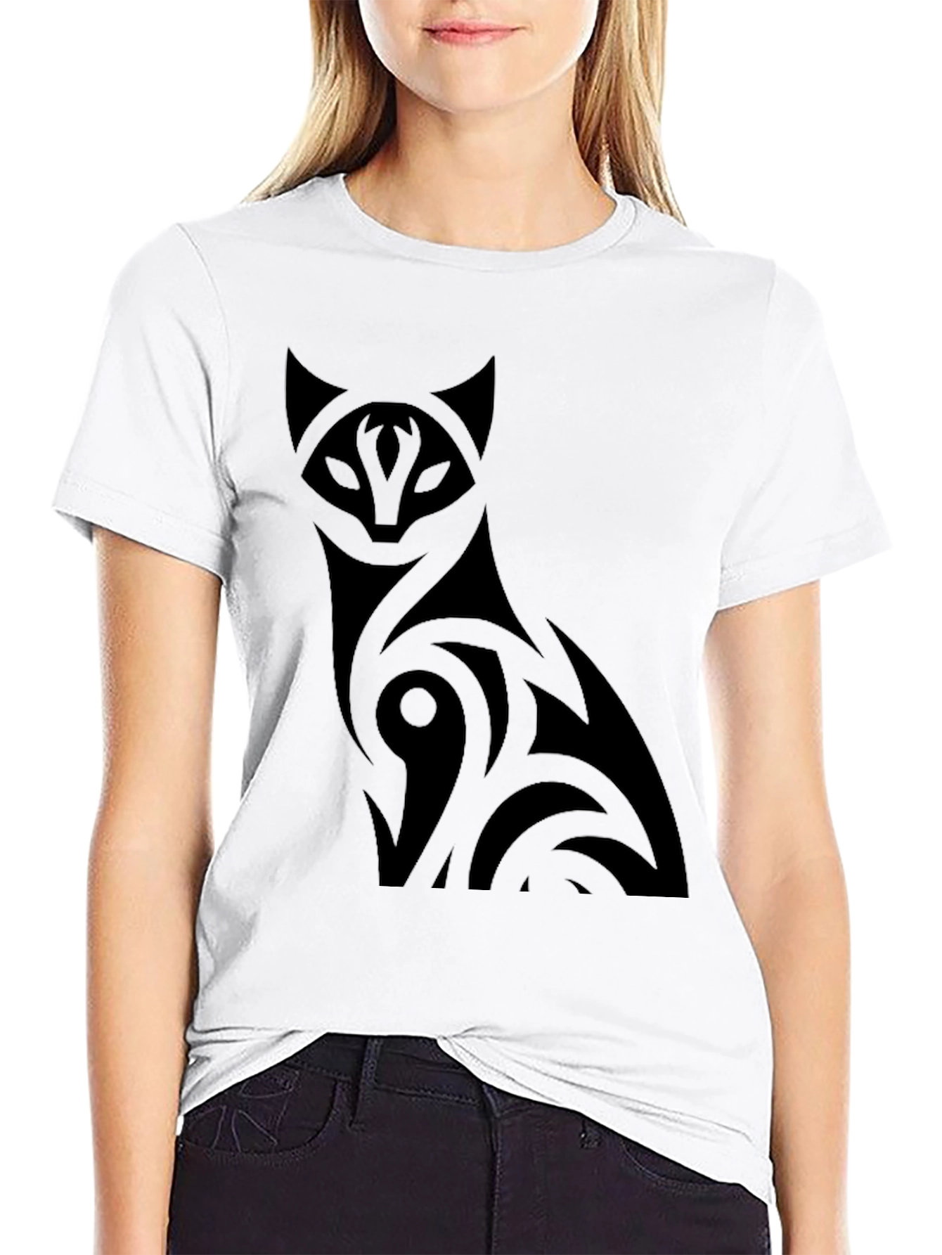 Black Cat Graphic Tee - Mens Crew Neck T-Shirt