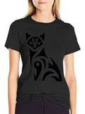 Black Cat Graphic Tee - Mens Crew Neck T-Shirt