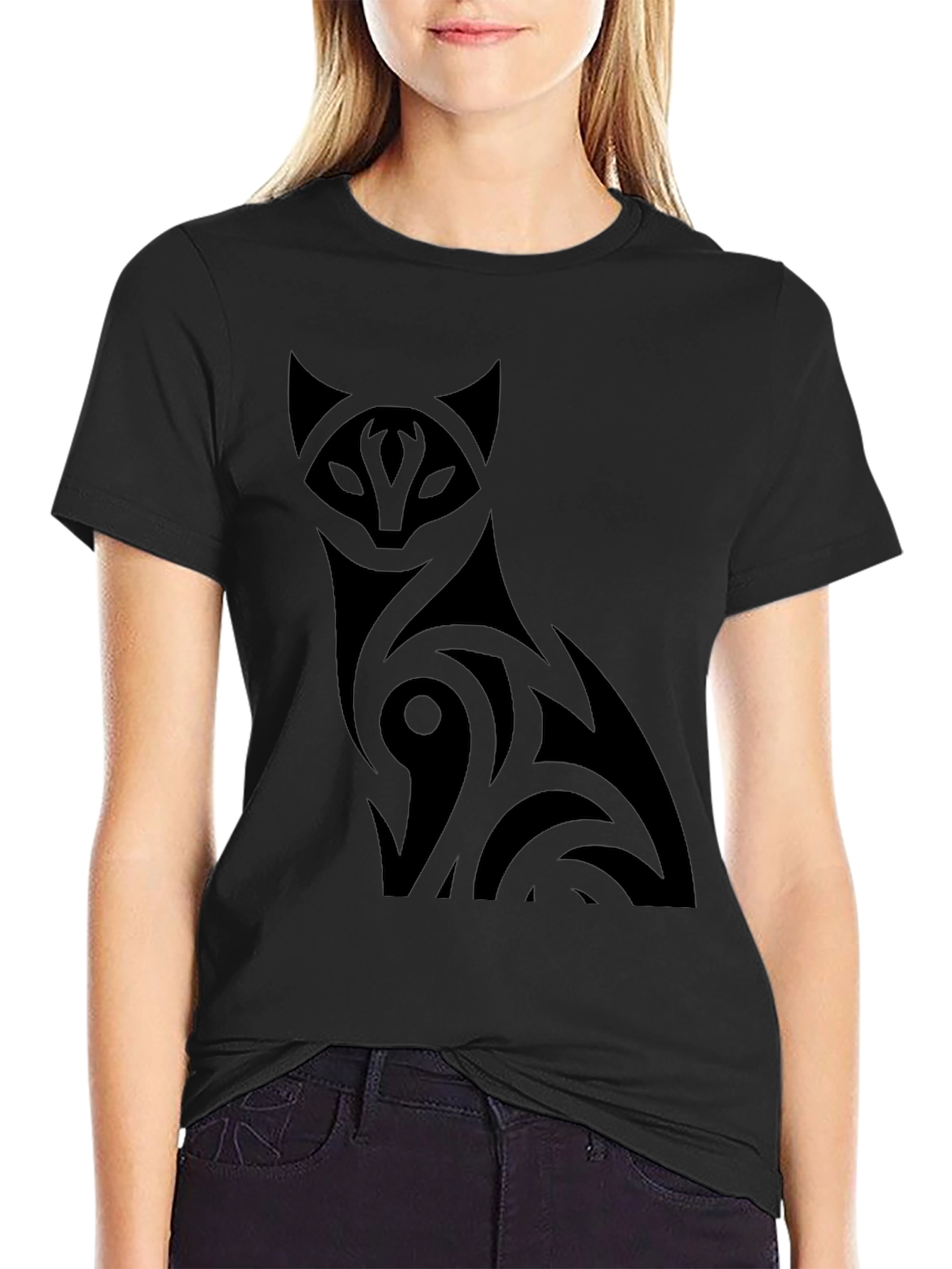 Black Cat Graphic Tee - Mens Crew Neck T-Shirt