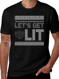 Lets Get Lit Hanukkah Sweater Style T-Shirt