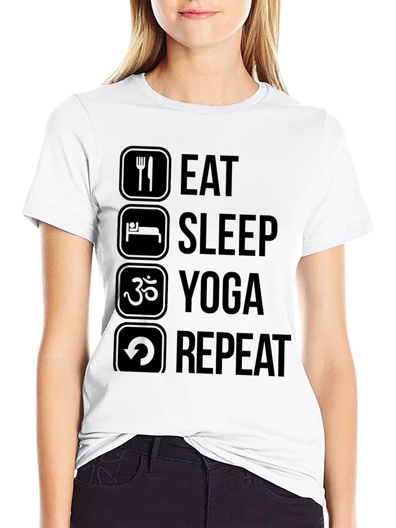 Eat Sleep Yoga Repeat Graphic T-Shirt