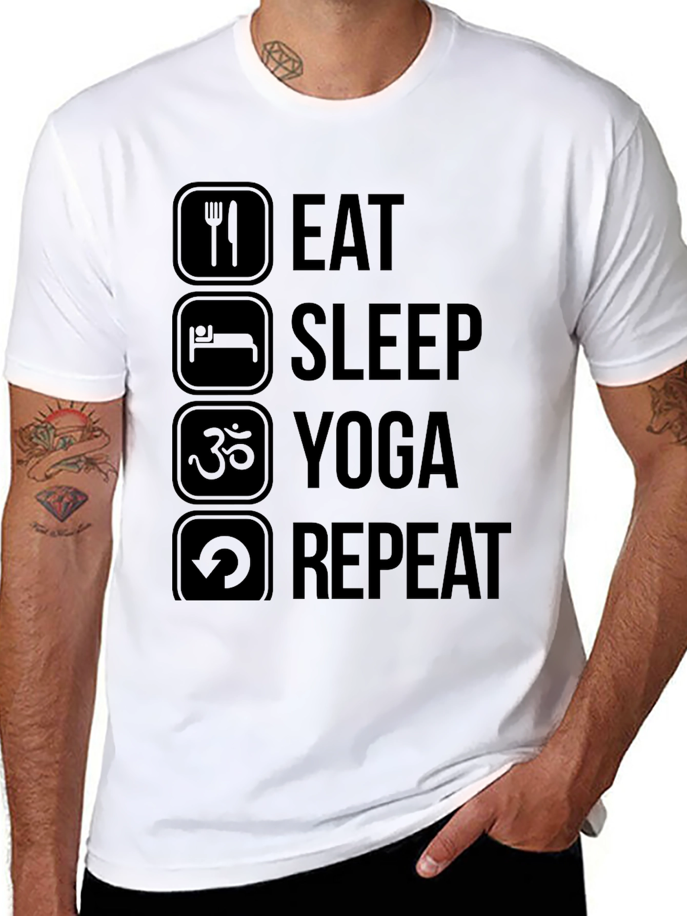 Eat Sleep Yoga Repeat Graphic T-Shirt