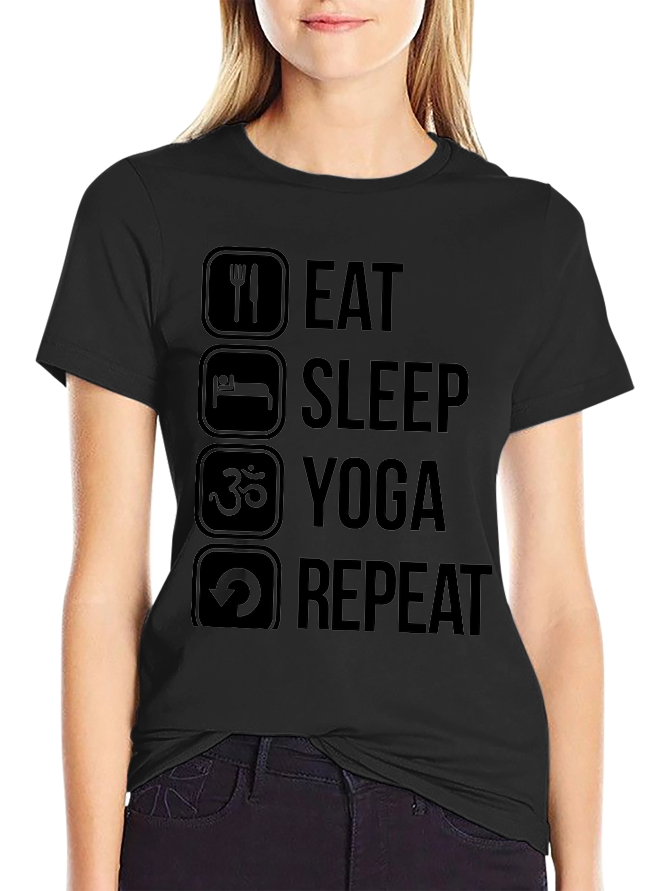 Eat Sleep Yoga Repeat Graphic T-Shirt