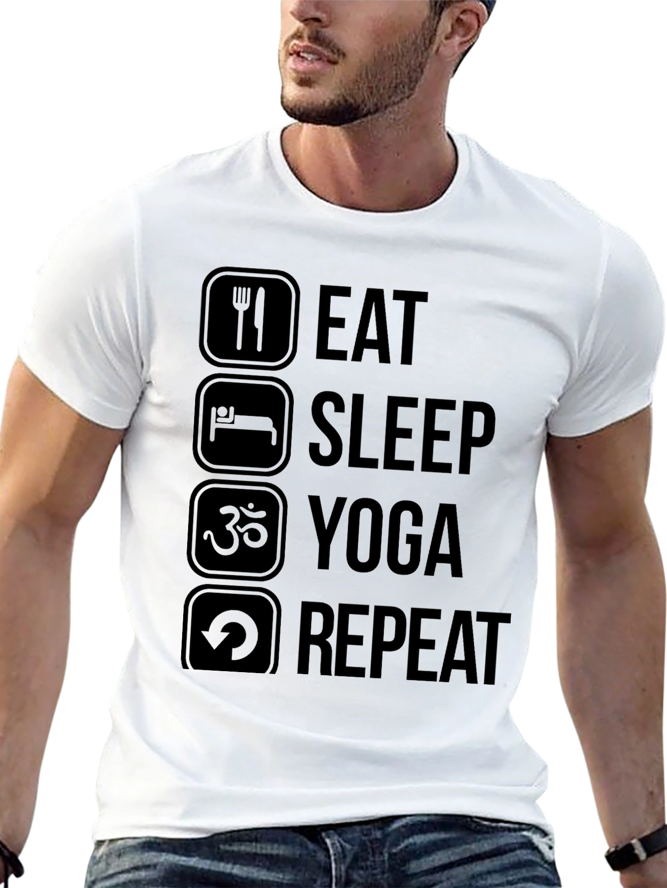 Eat Sleep Yoga Repeat Graphic T-Shirt