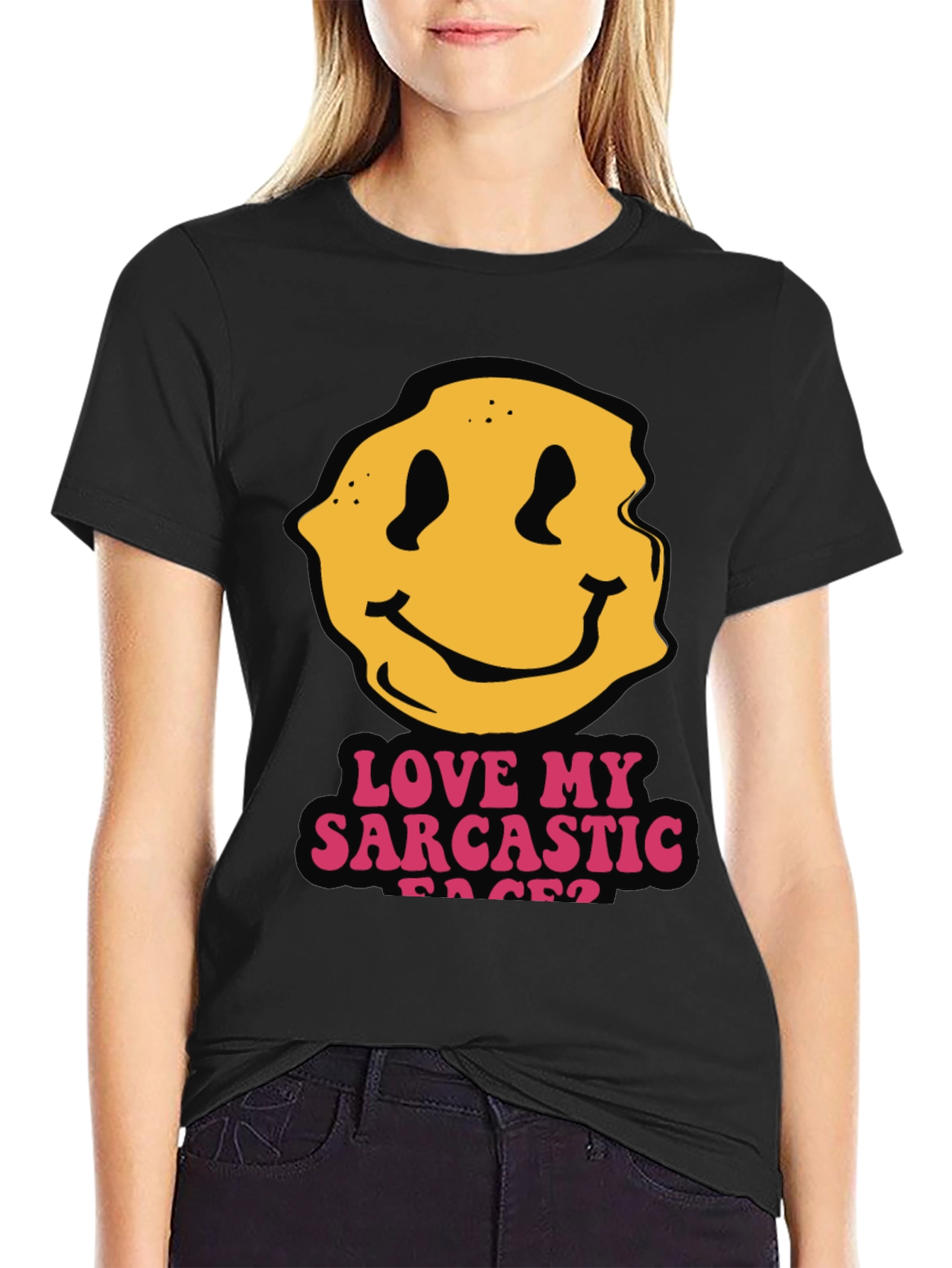 Sarcastic Faces Black T-Shirt - Funny Graphic Tee