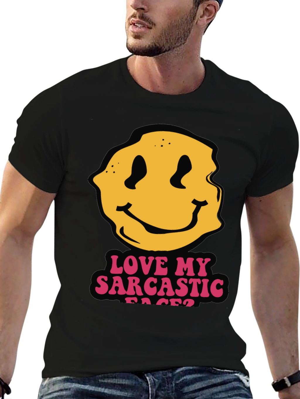 Sarcastic Faces Black T-Shirt - Funny Graphic Tee