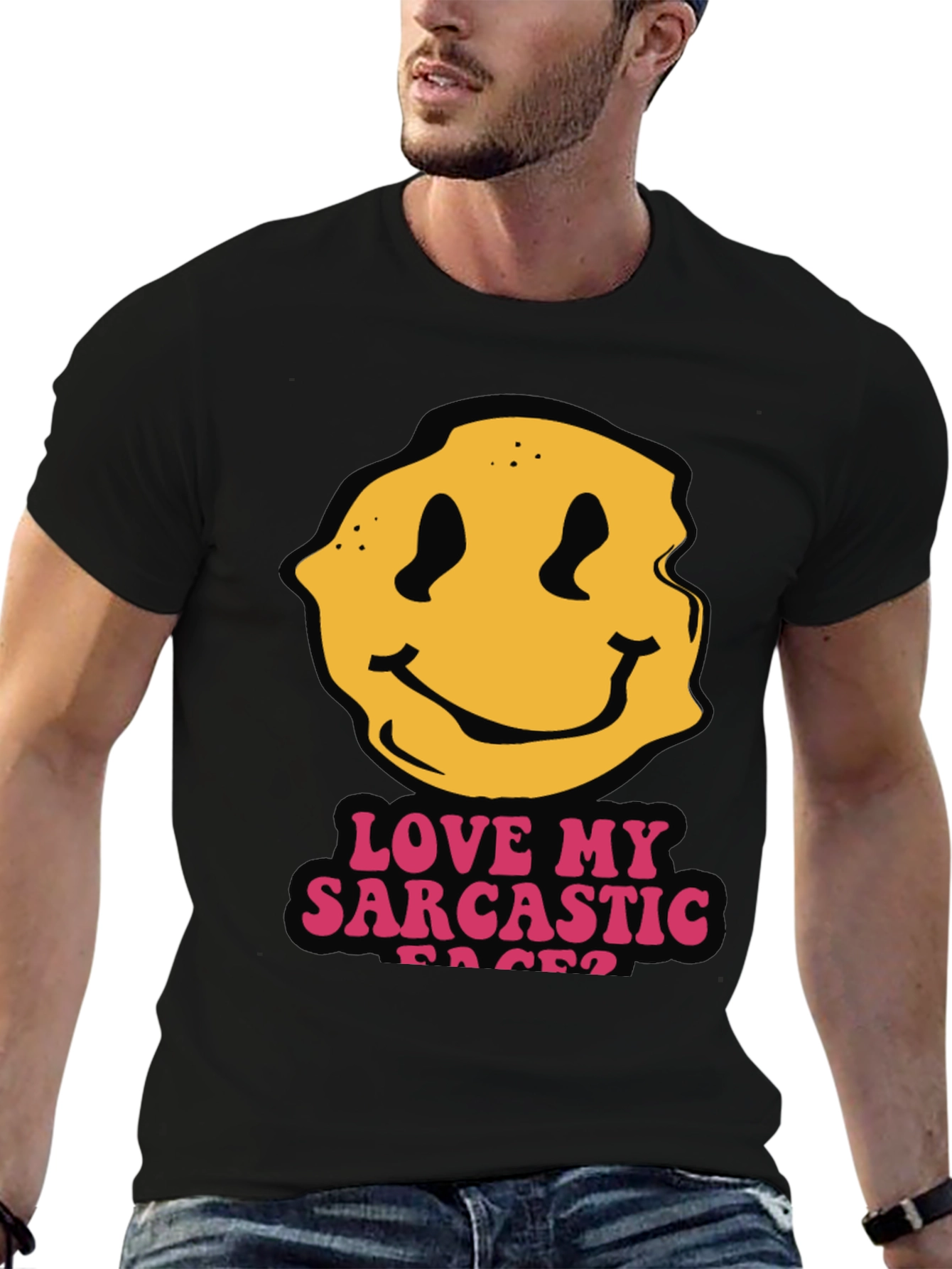 Sarcastic Faces Black T-Shirt - Funny Graphic Tee