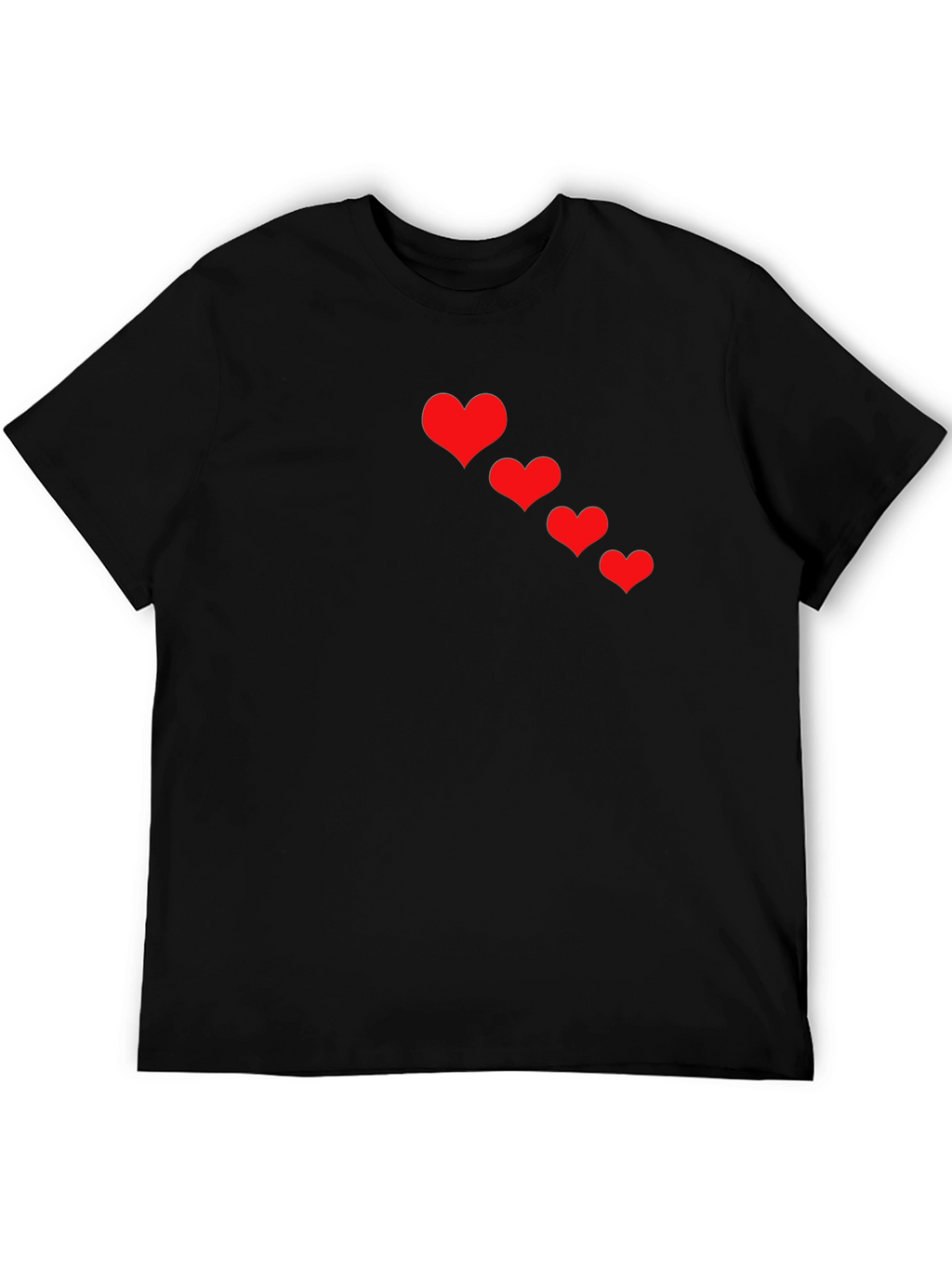 Heart Cascade Black T-Shirt