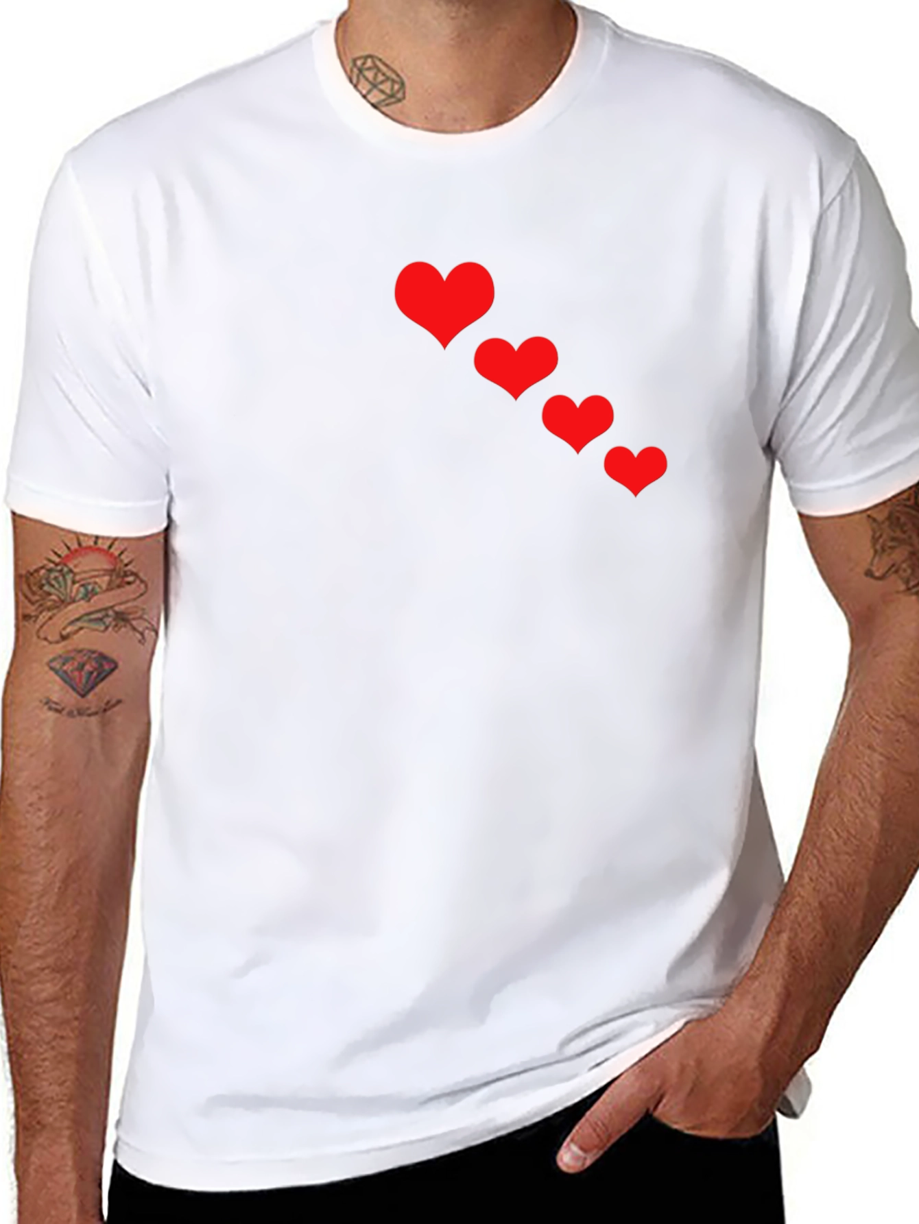 Heart Cascade Black T-Shirt