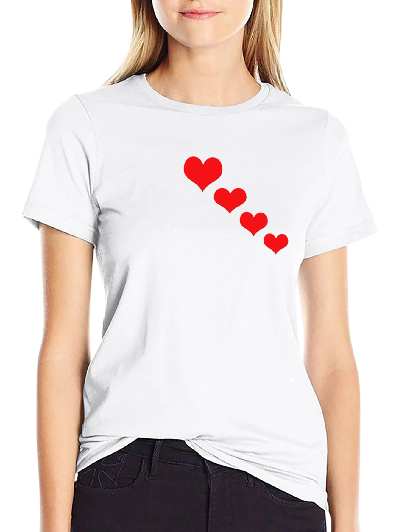 Heart Cascade Black T-Shirt