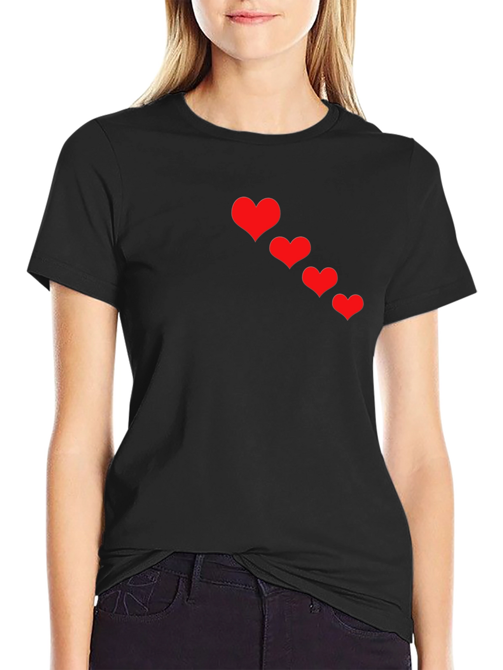 Heart Cascade Black T-Shirt