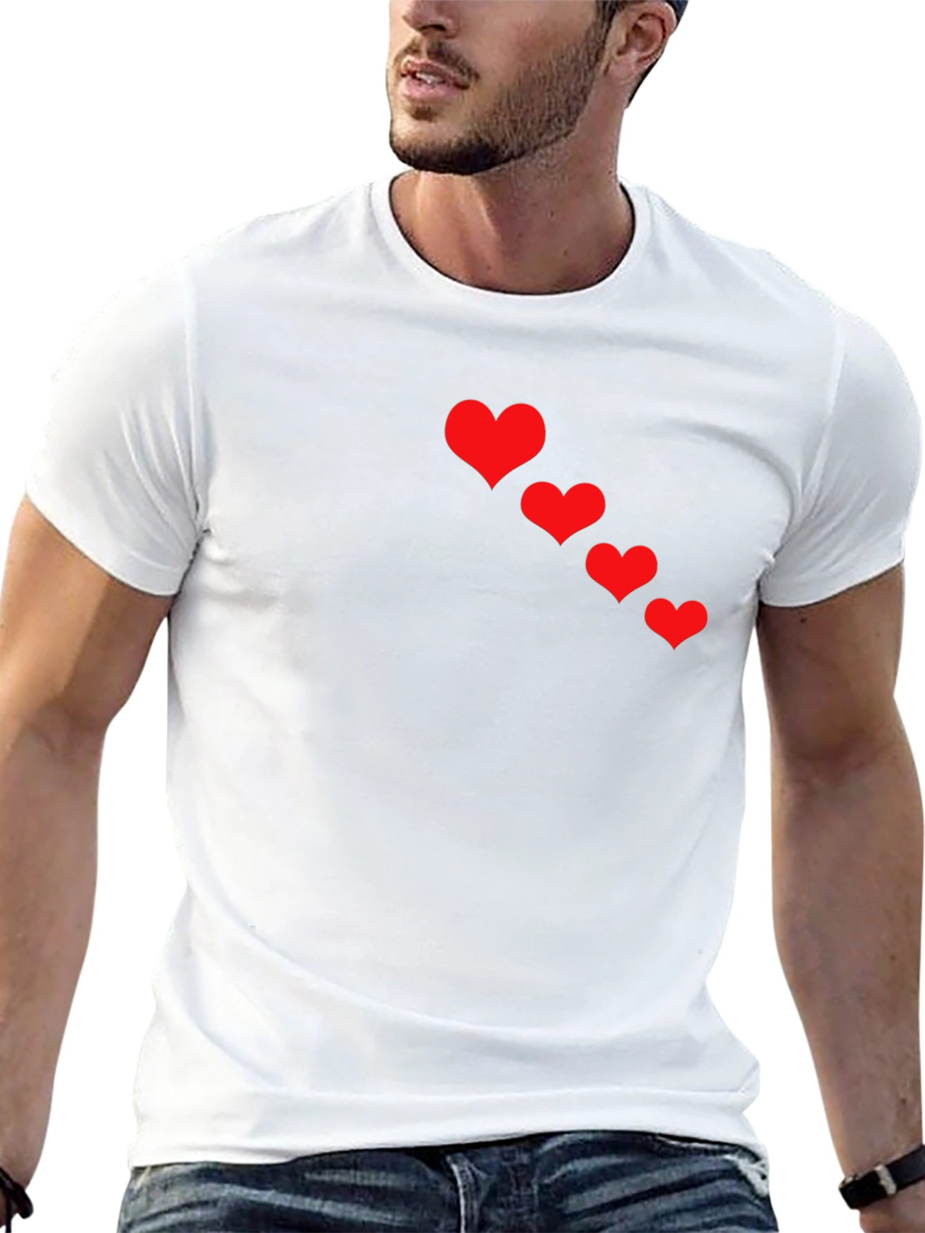 Heart Cascade Black T-Shirt