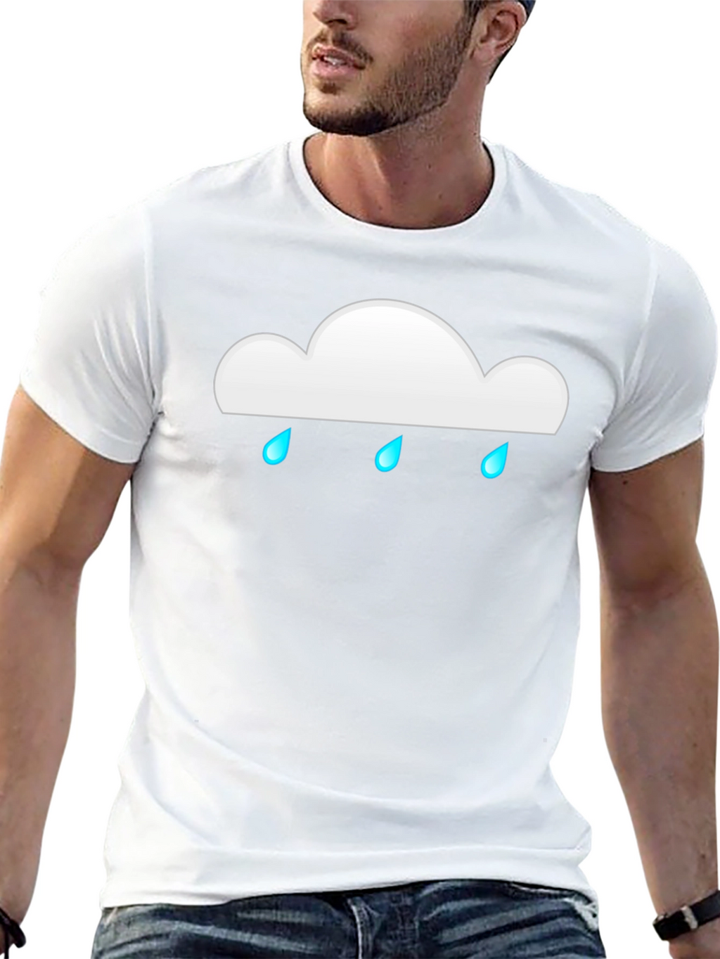 Rainy Cloud Graphic Tee - Black Cotton Casual T-Shirt