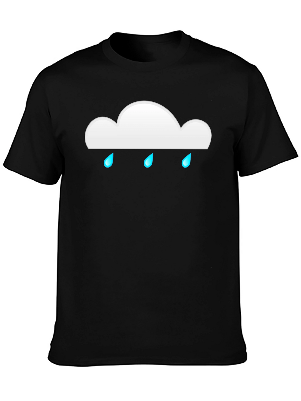 Rainy Cloud Graphic Tee - Black Cotton Casual T-Shirt