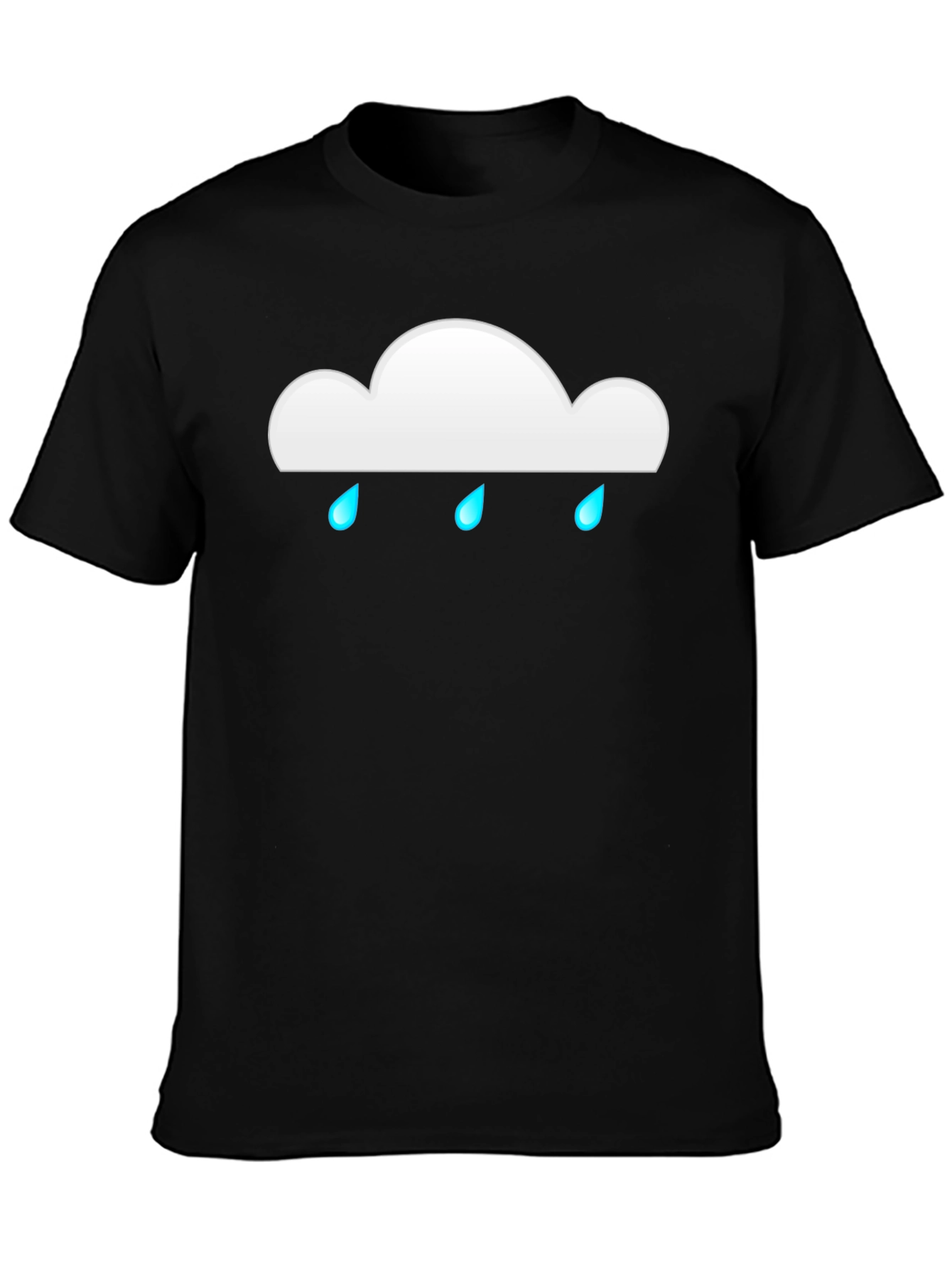 Rainy Cloud Graphic Tee - Black Cotton Casual T-Shirt