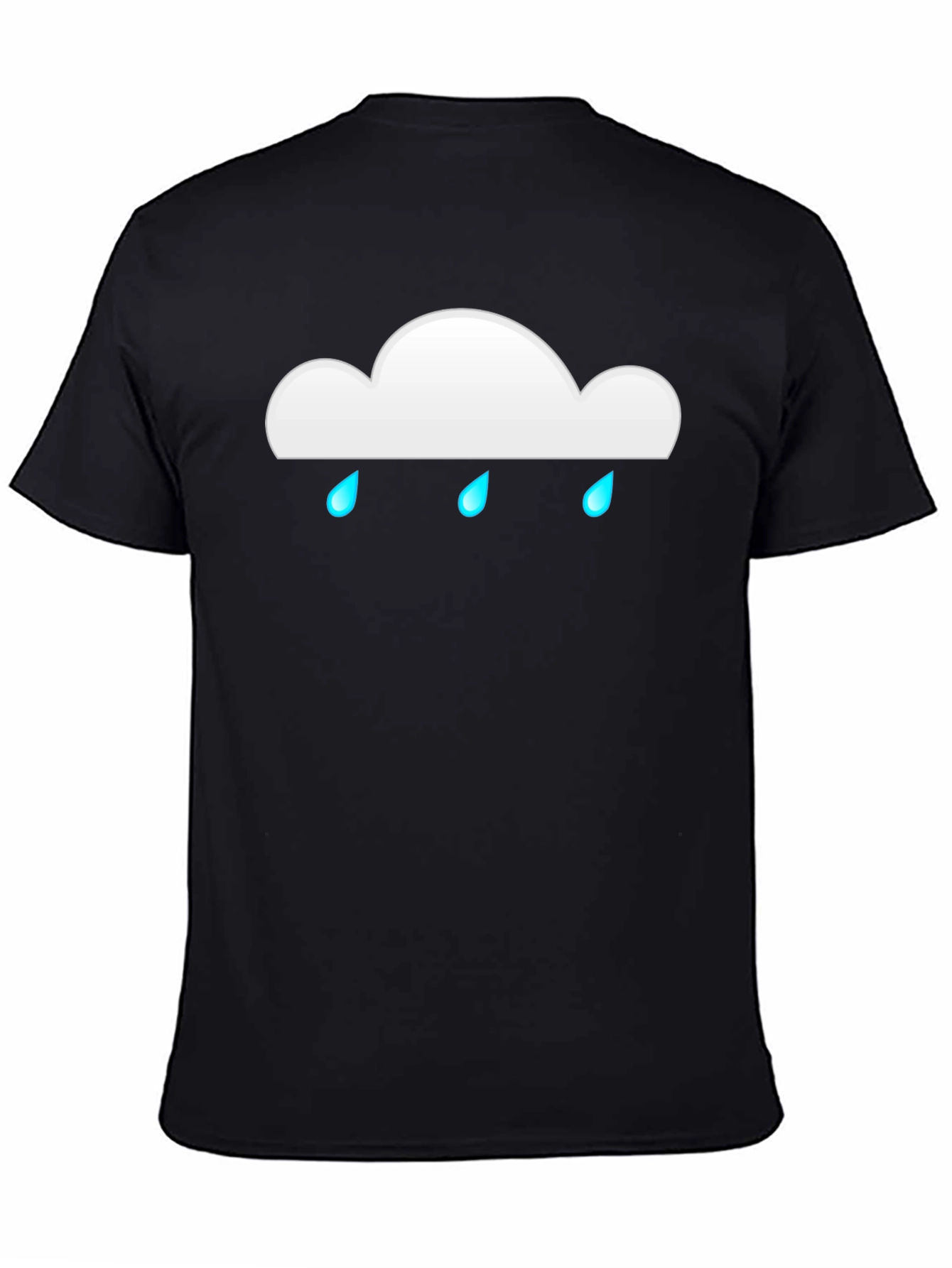 Rainy Cloud Graphic Tee - Black Cotton Casual T-Shirt