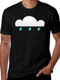 Rainy Cloud Graphic Tee - Black Cotton Casual T-Shirt