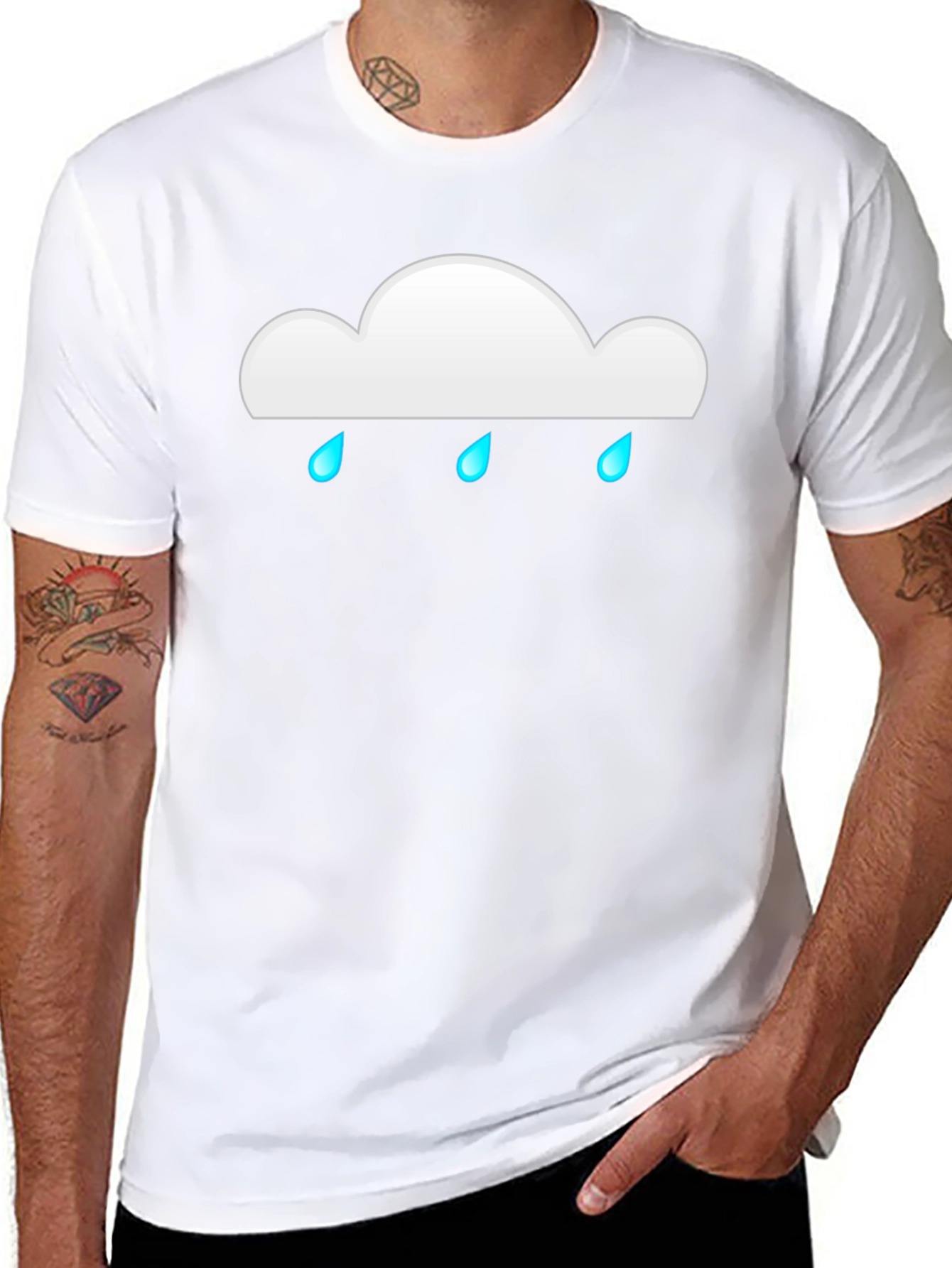 Rainy Cloud Graphic Tee - Black Cotton Casual T-Shirt