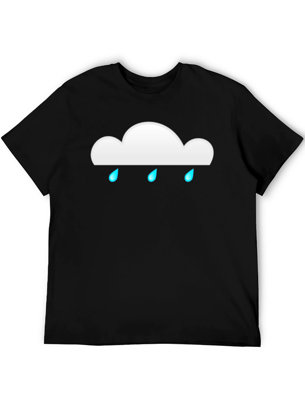 Rainy Cloud Graphic Tee - Black Cotton Casual T-Shirt
