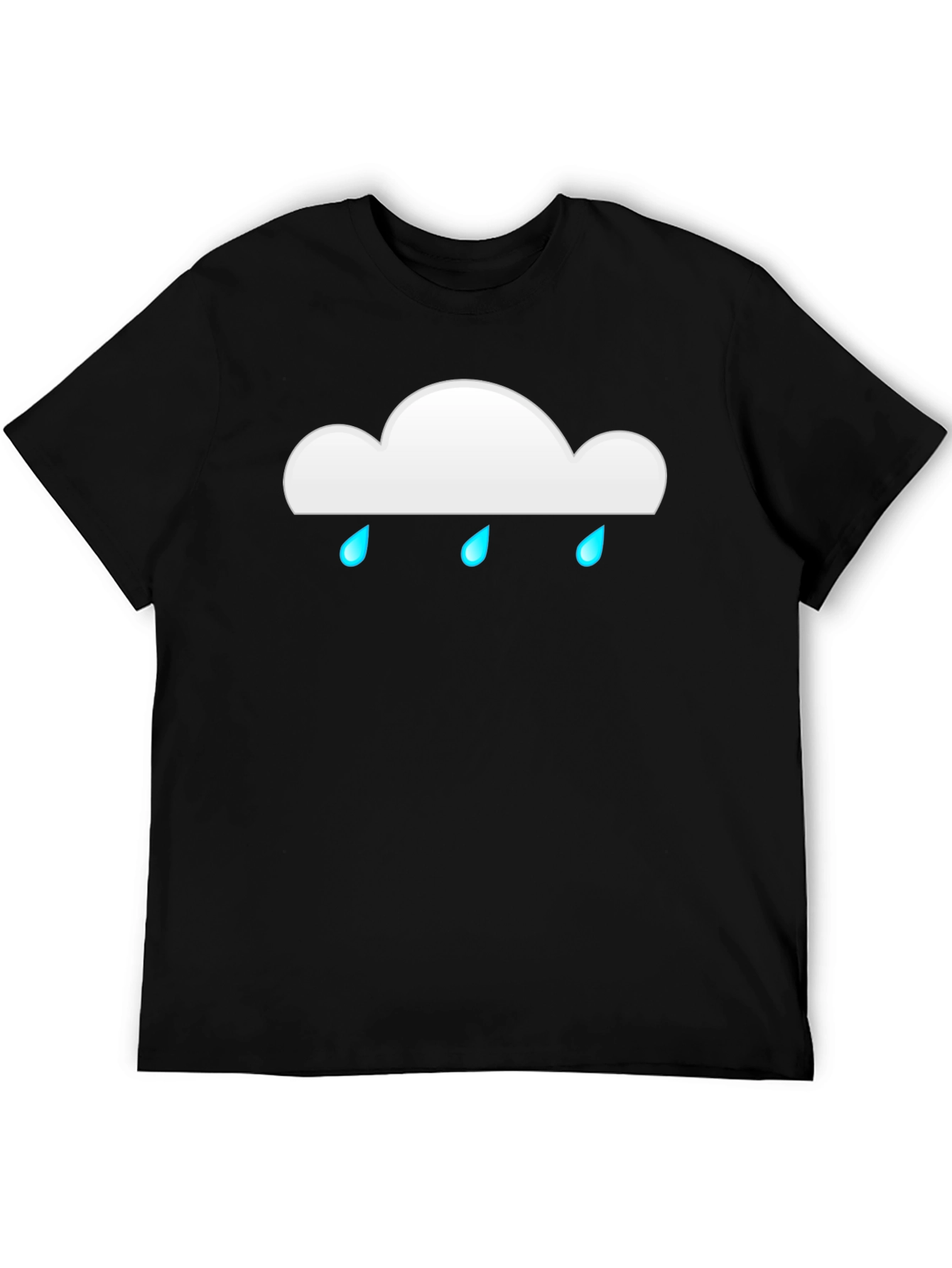 Rainy Cloud Graphic Tee - Black Cotton Casual T-Shirt