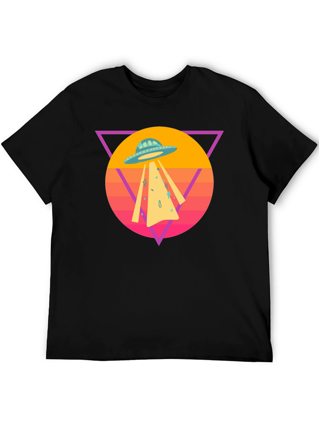 Retro UFO T-Shirt - Black Cotton Blend Tee