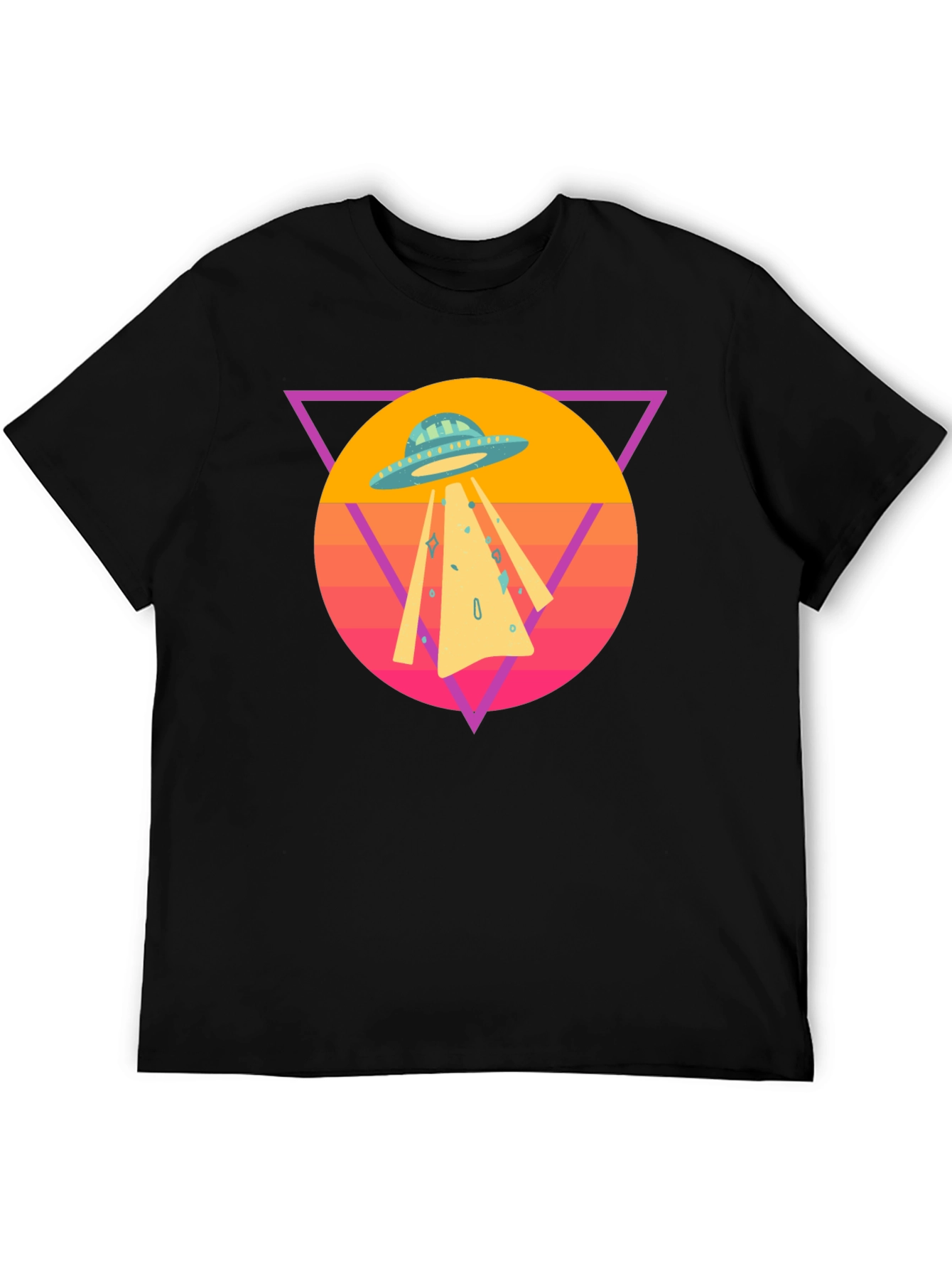 Retro UFO T-Shirt - Black Cotton Blend Tee