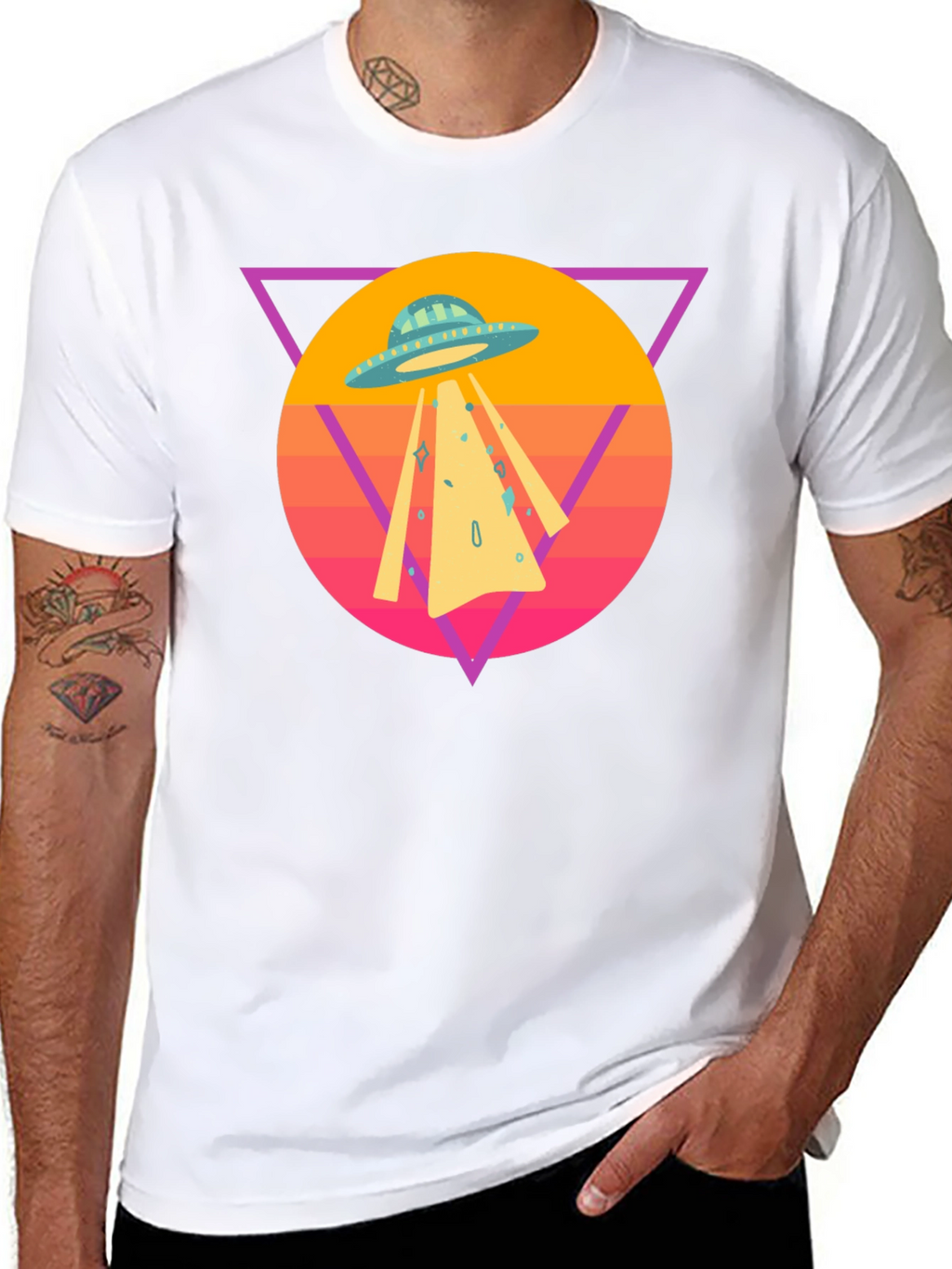 Retro UFO T-Shirt - Black Cotton Blend Tee