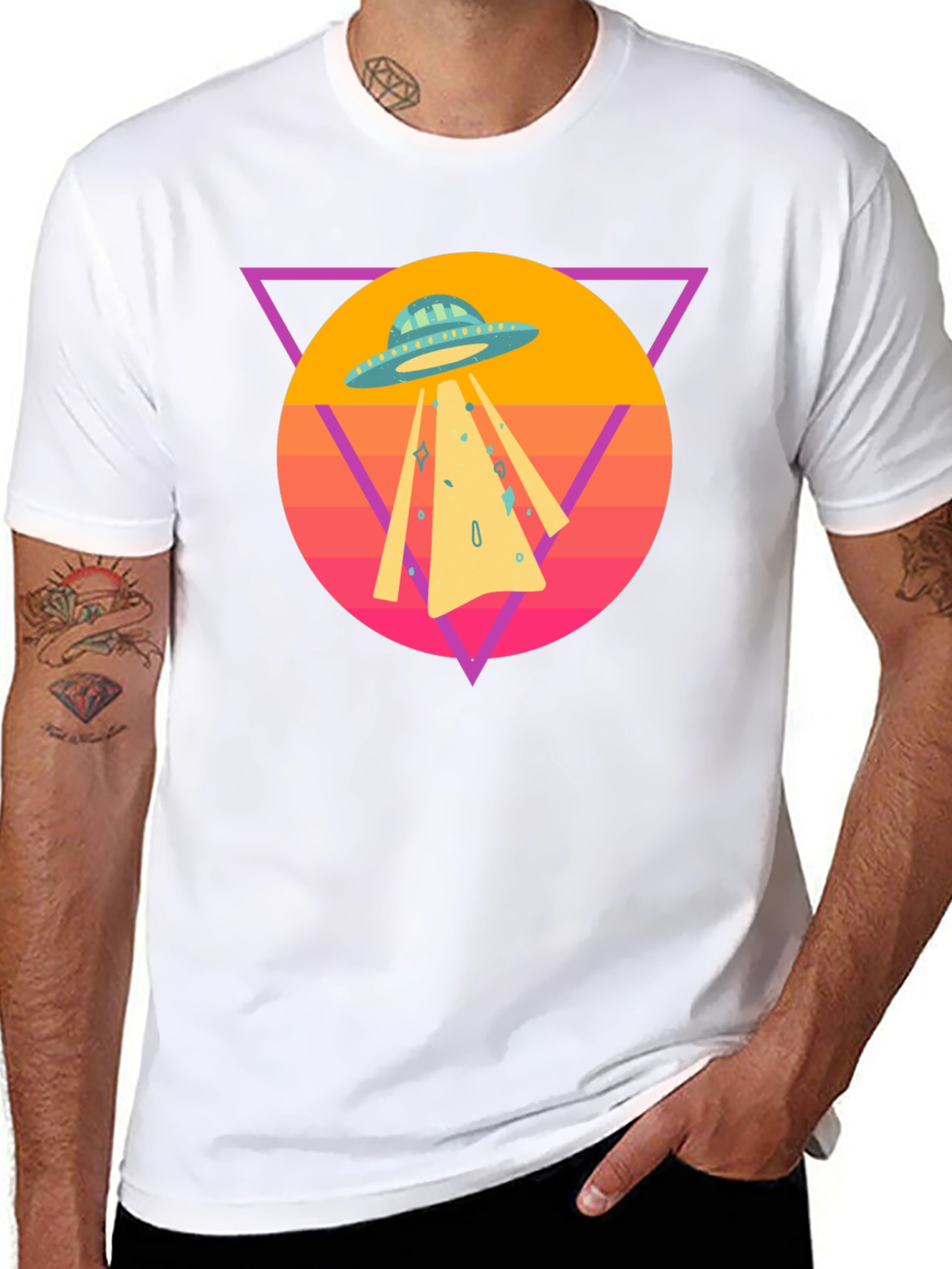 Retro UFO T-Shirt - Black Cotton Blend Tee