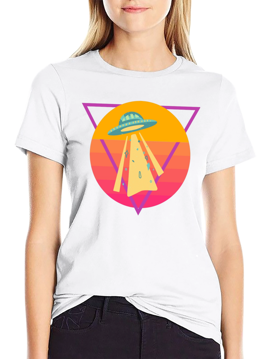 Retro UFO T-Shirt - Black Cotton Blend Tee