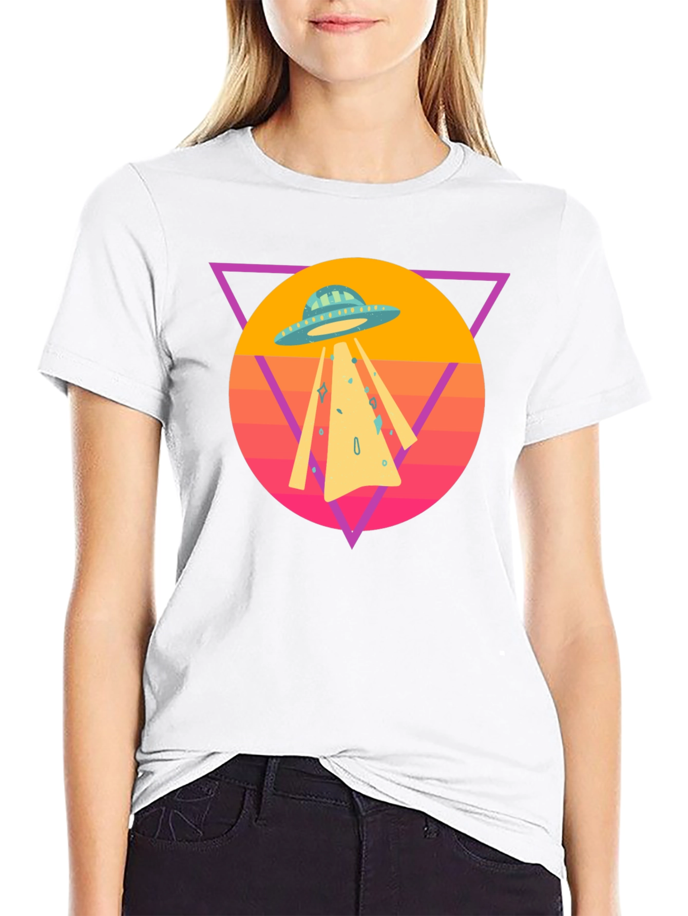 Retro UFO T-Shirt - Black Cotton Blend Tee