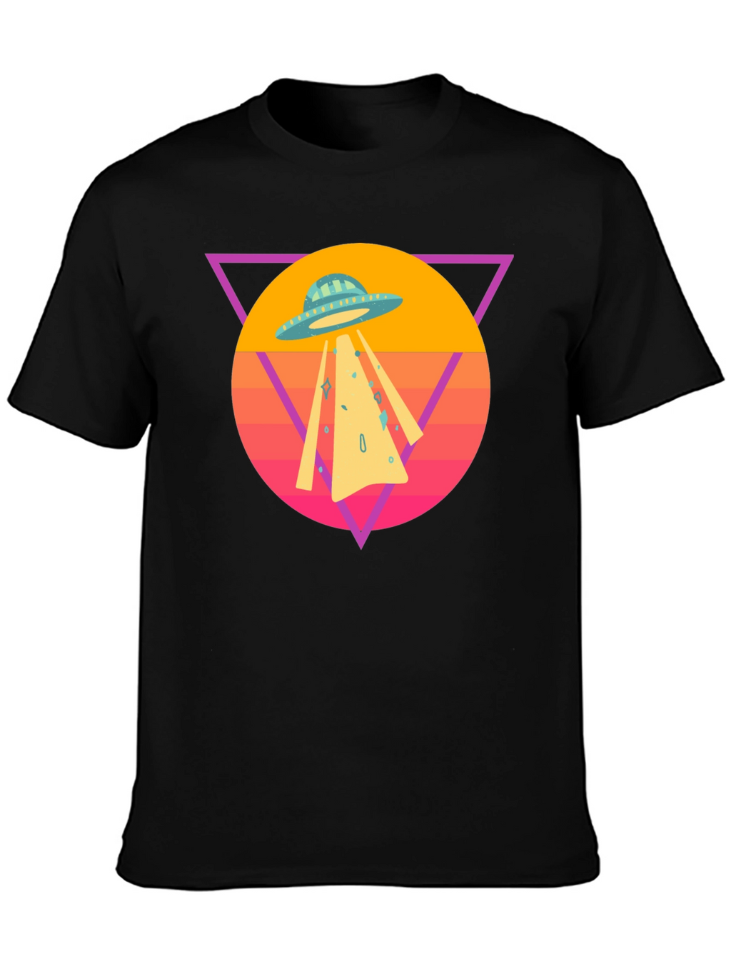 Retro UFO T-Shirt - Black Cotton Blend Tee