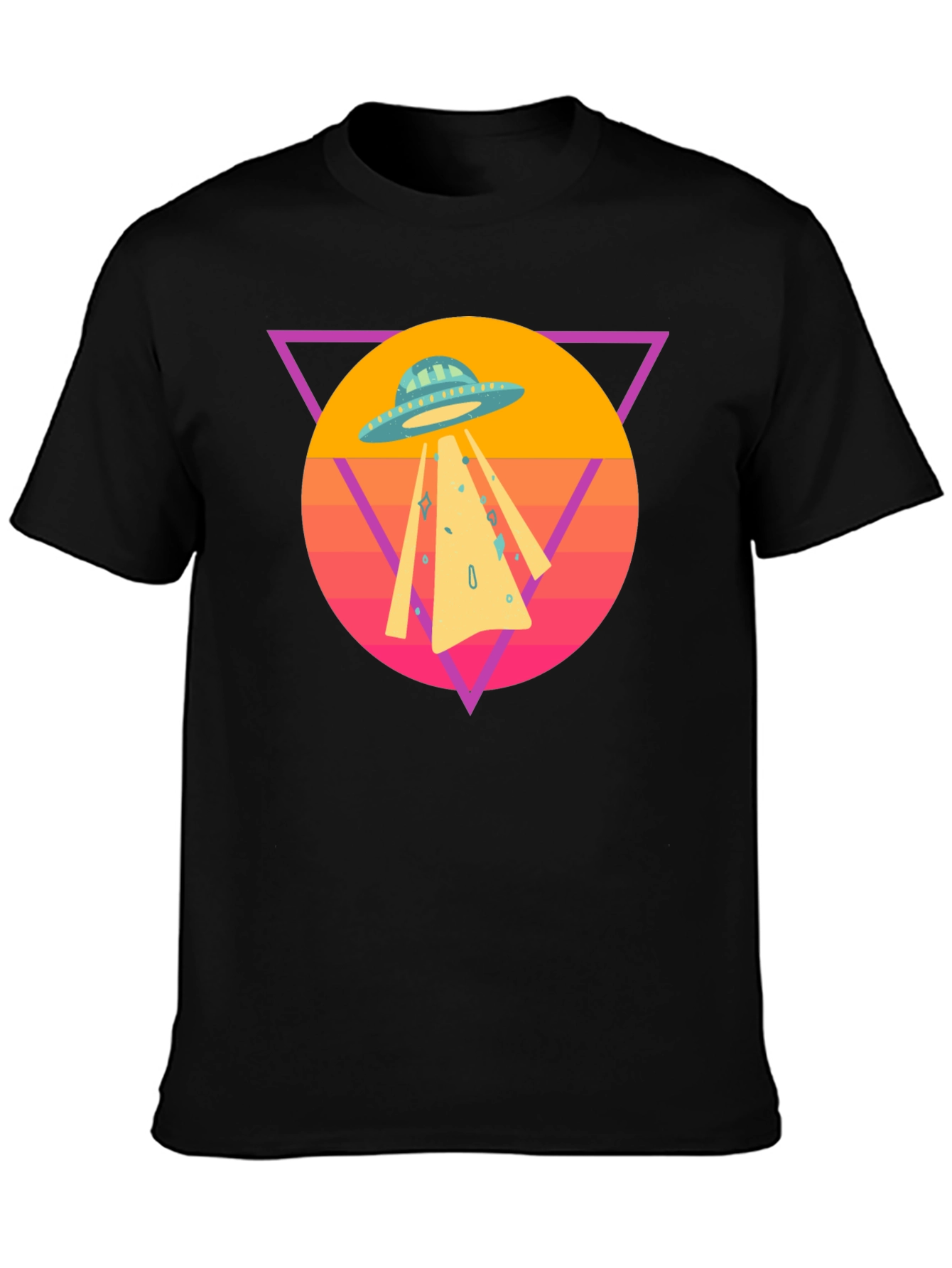Retro UFO T-Shirt - Black Cotton Blend Tee