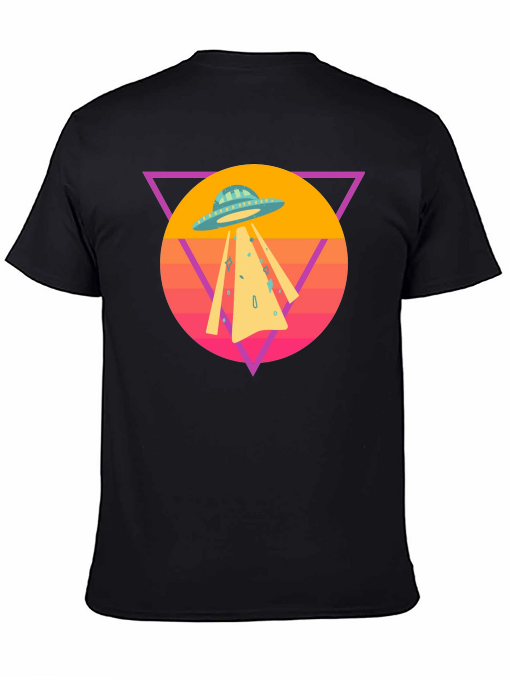 Retro UFO T-Shirt - Black Cotton Blend Tee