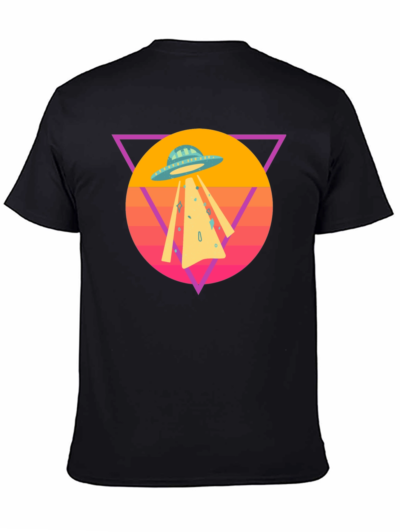 Retro UFO T-Shirt - Black Cotton Blend Tee